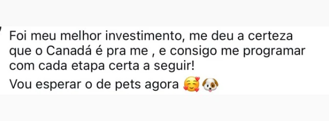 Mensagem real sobre planejar corretamente cada etapa do projeto Canadá