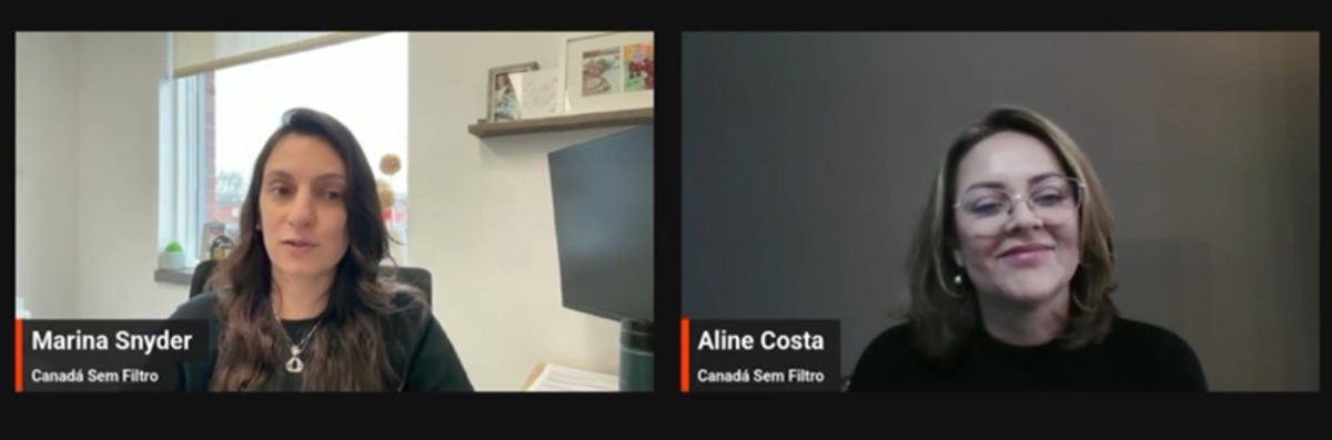 Marina e Aline em uma das videoaulas